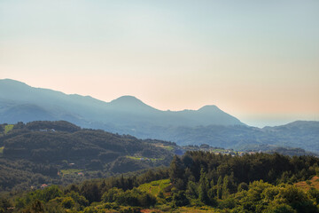 Fototapeta premium warm view over green valley