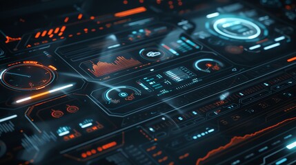 Holographic market drop, virtual business struggle, futuristic price decline, dark interface