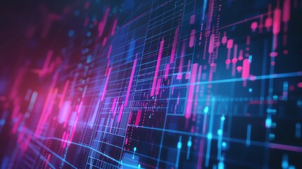 Holographic economic drop, virtual business downturn, futuristic price fall, dark digital theme