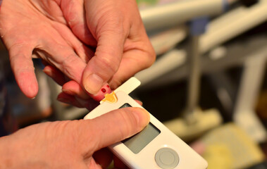 Glucose meter. Blood sugar testing, diabetes. Blood Glucose Monitoring (Glucometer), diabet. Blood...
