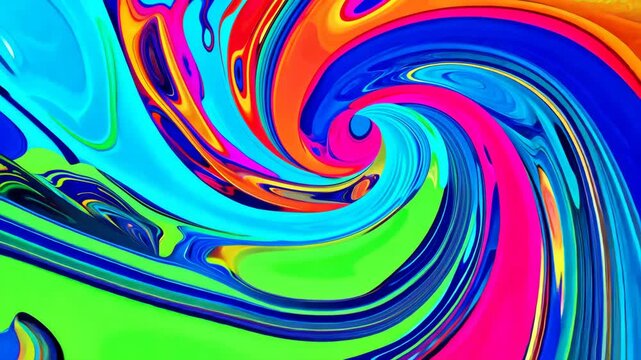 Distorted twisted colorful line background. Trippy strip psychedelic motion animation. Neon color. Groovy abstract background. Trendy fluorescent retro style