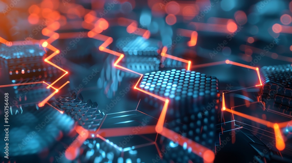 Poster abstract digital background with glowing lines and geometric shapes. a futuristic concept of technol