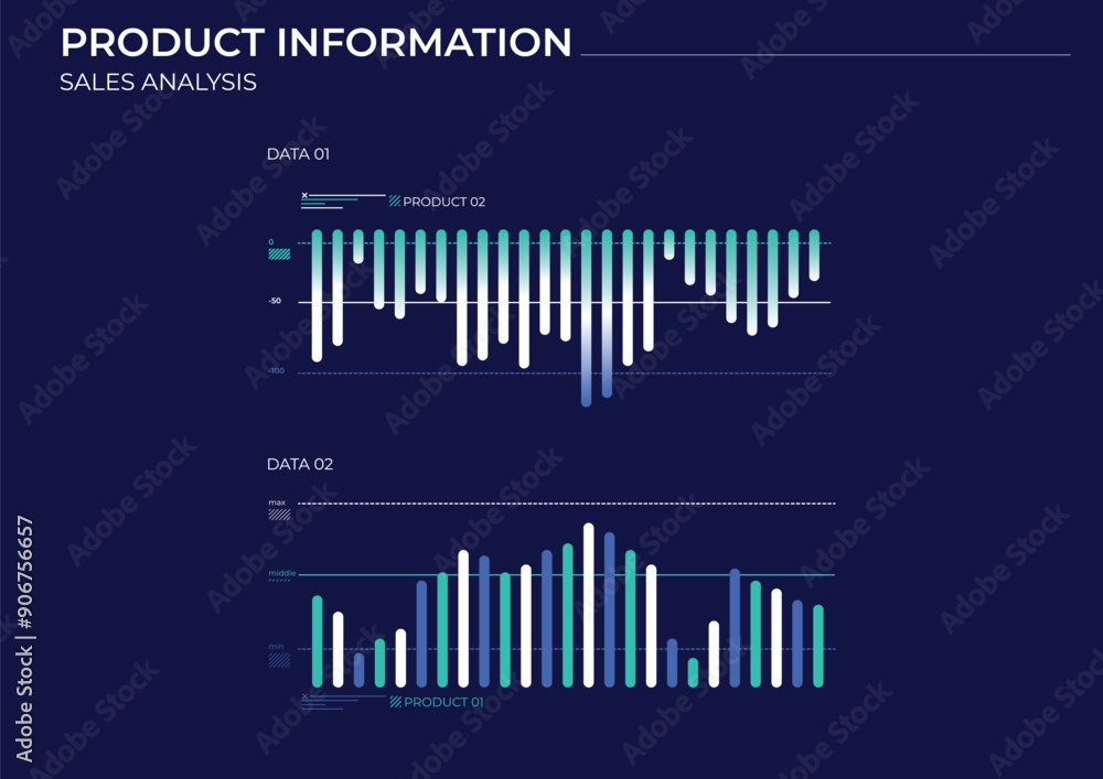Poster dynamic process data charts in color. finance elements charts.