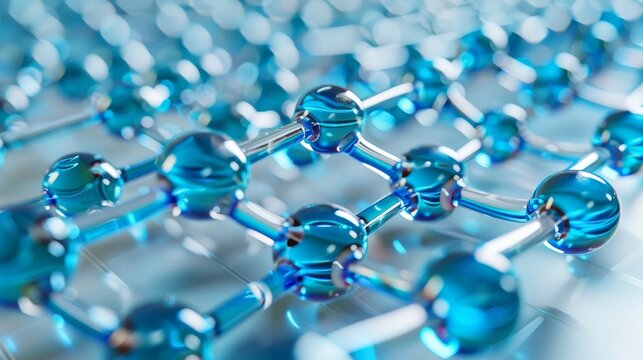 Abstract blue spheres connected by lines, forming a 3D grid.  Represents technology, science, and connectivity.