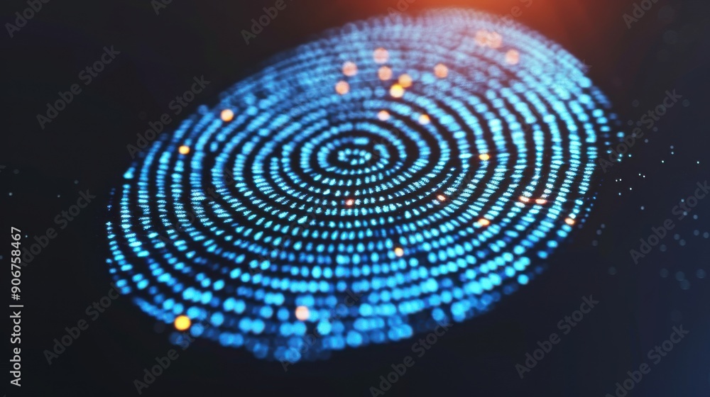 Poster digital fingerprint with blue light patterns