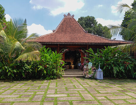 Traditional javanese joglo house or rumah joglo