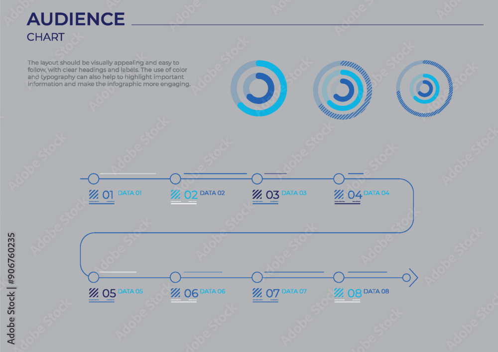 Poster coverage audience business charts in color. vector data illustration.