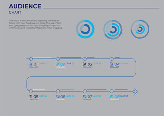Coverage audience business charts in color. Vector data illustration.