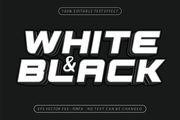 editable text effect white and black layer