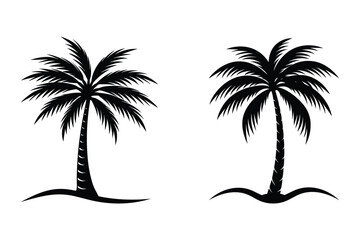 Minimalist summer vibes palm tree silhouette vector art bundle on white background.