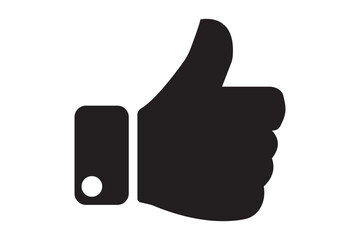 Thumbs up icon. Black Thumb up icon on white background. Vector illustration