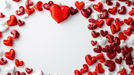 Valentine s Day stock photo with heart shaped frame on white background for copy