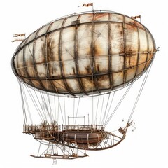 Medium shot of Airship, isolated on a white background, bright and vivid tonality, in the style of product photography.