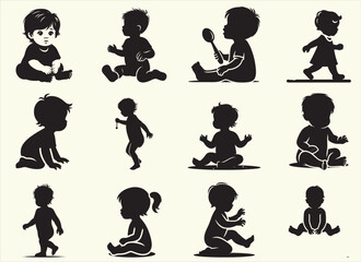 Toddler Silhouette Vector Illustration