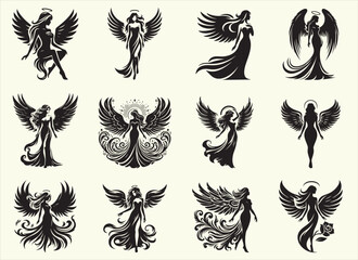 Woman Angel Silhouette Vector Illustration