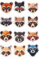 A collection of colorful animals with large eyes, perfect for illustrations or design projects