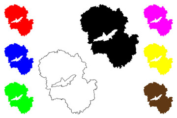 Landshut district (Federal Republic of Germany, rural district Lower Bavaria, Free State of Bavaria) map vector illustration, scribble sketch Landshut map