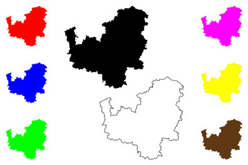 Obraz premium Leipzig district (Federal Republic of Germany, rural district Swabia, Free State of Saxony) map vector illustration, scribble sketch Leipzig map
