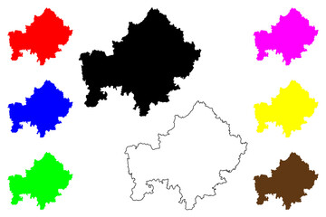 Lower Franconia (Federal Republic of Germany, Administrative division, Region Free State of Bavaria) map vector illustration, scribble sketch Lower Franconia map