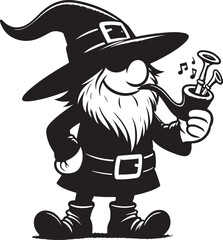 A man Standing funny comic Cartoon character black and white line art silhouette on white background