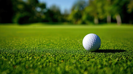 Obraz premium A golf ball on a golf course.