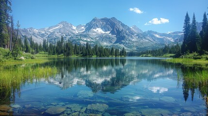 Majestic Mountain Lake Landscape with Reflection
