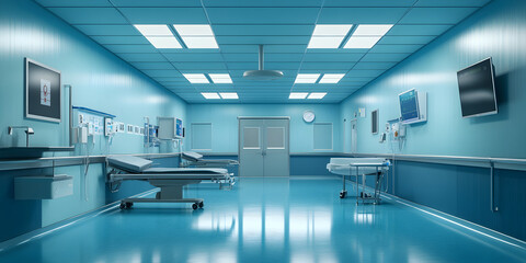 A hospital room with a bed and a television