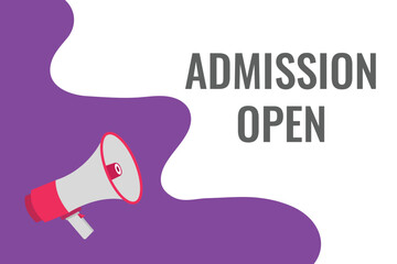 admission open button, banner, label, template for website. admission open text with colorful megaphone icon
