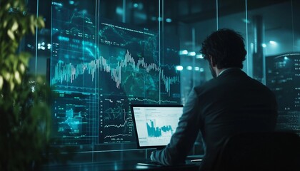 Investment Analysis: Businessman Evaluating Digital Financial Data