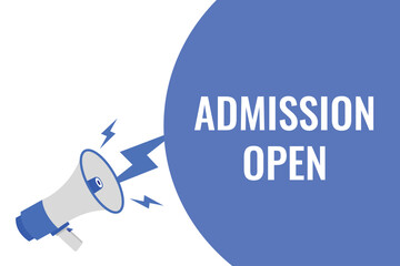 admission open button, banner, label, template for website. admission open text with colorful megaphone icon
