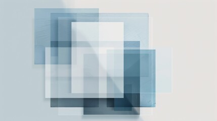 Obraz premium Business Web Banner with Light Grey Background and Three Blue Squares in Bottom Right Corner, Minimalist Design with Copy Space