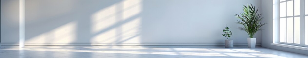 Pristine White Modern Interior Space with Hidden Warm Lighting, a Canvas for Serene and Sophisticated Ambiance