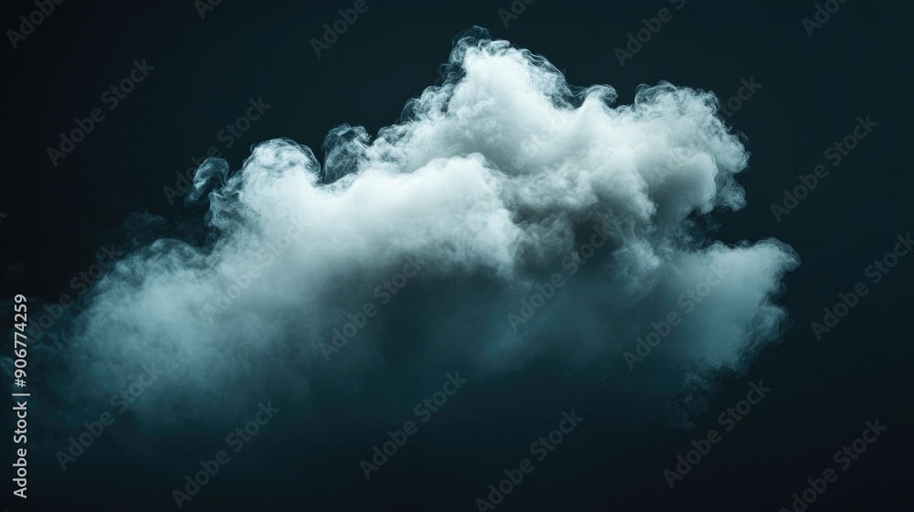 Poster abstract cloud isolated on black, perfect for adding a foggy, mysterious element to your designs.