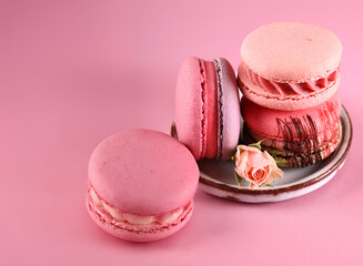 macaroons with different flavors for dessert