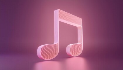 A vibrant 3D illustration of a pink music note against a soft gradient background, perfect for music-related themes.