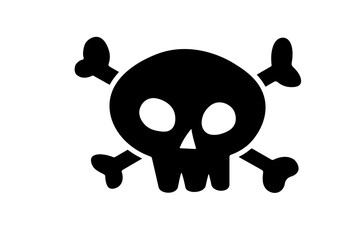 Skull and crossbones simple icon. Clipart image isolated on white background