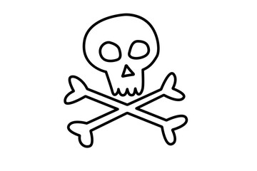 Skull and crossbones outline cartoon icon. Clipart image isolated on white background