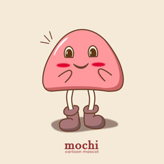 Pink mochi cartoon mascot food vector illustration
