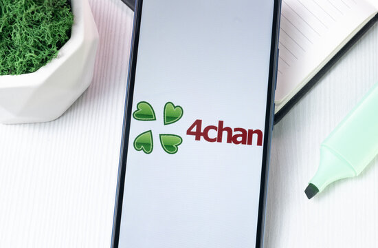 New York, USA - 1 August 2024: 4chan Logo on Phone Screen, Icon on Display