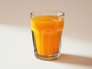 Refreshing Orange Juice in Clear Glass Setting on White Background
