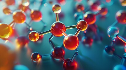Abstract colorful molecular structure background. Ideal for science, technology, and innovation themes.
