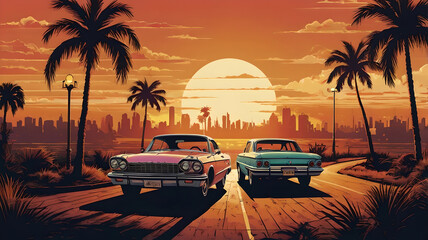 sunset in the city