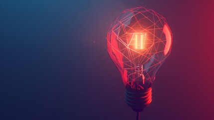 A glowing light bulb with a network of lines inside, representing the concept of artificial intelligence.