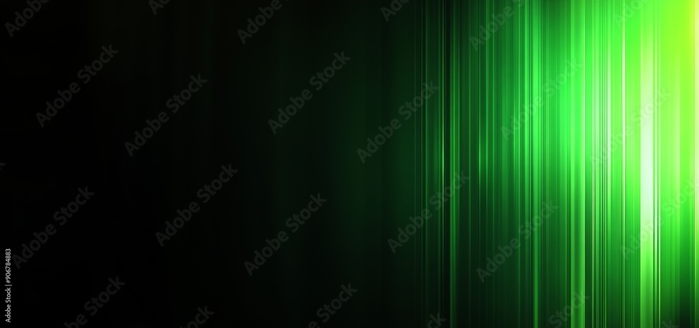 Poster the green abstract glowing light color gradient shape background is outlined by the black grainy bac