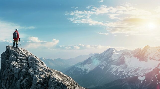 Hilfe beim aufstieg - bergsteiger auf einem gipfel im hochgebirge.