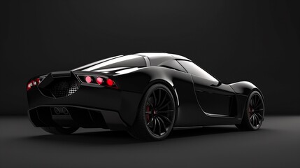 Black modern car on black background.