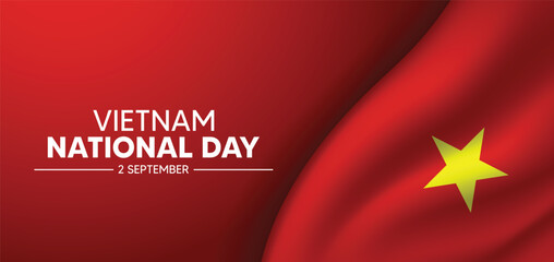 Vietnam National Day 2 September waving flag vector poster