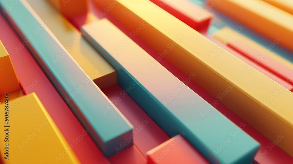 Poster abstract background of colorful, geometric shapes. diagonal arrangement of blue, orange, and yellow 