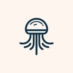 simple jellyfish line icon logo vector design © WendrArt