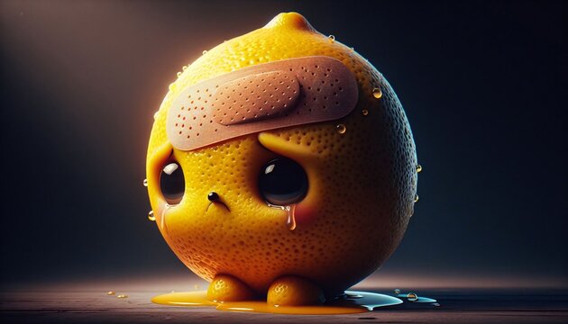 Lustige Fr&uuml;chtefiguren, Zitrone mit Tr&auml;nen und Pflaster